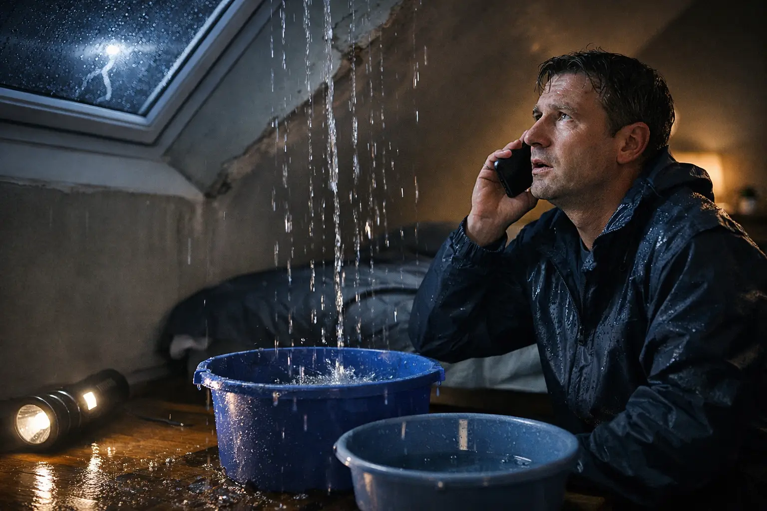 Urgence fuite toiture nuit - que faire vite